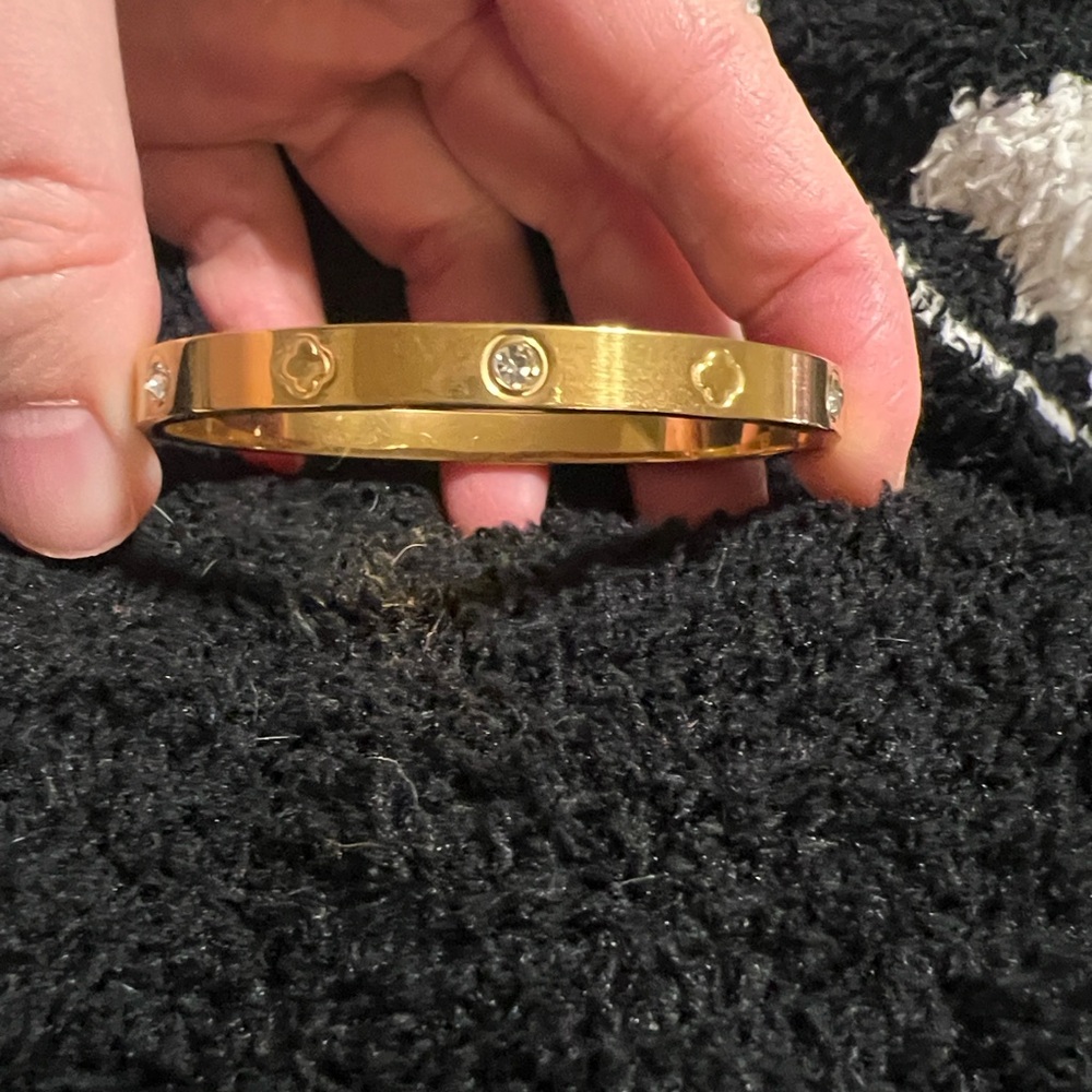NWOT Gold-Tone Bangle Bracelet with Crystal Accents